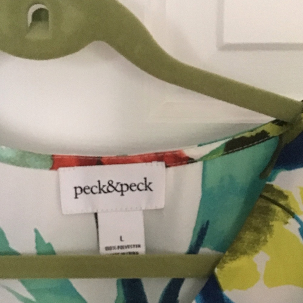 Peck & Peck Multicolor Floral V-Neck Dress or long top size L - Picture 4 of 4